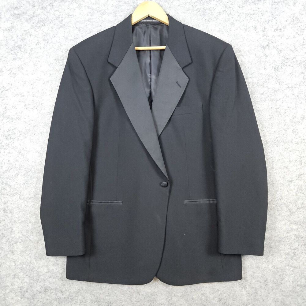 Neil Allyn Formal Collection Blazer‎ Black Size 43R 100% Wool 1-Button FLAWS